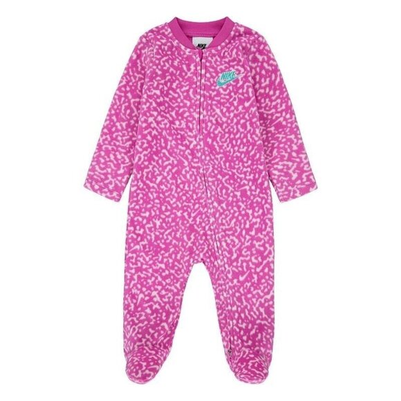 NIKE BABY GIRL'S FOOTED Fleece SLEEP AND PLAY PLAYFUL PINK WHITE NWT 6 MONTHS - Picture 1 of 8